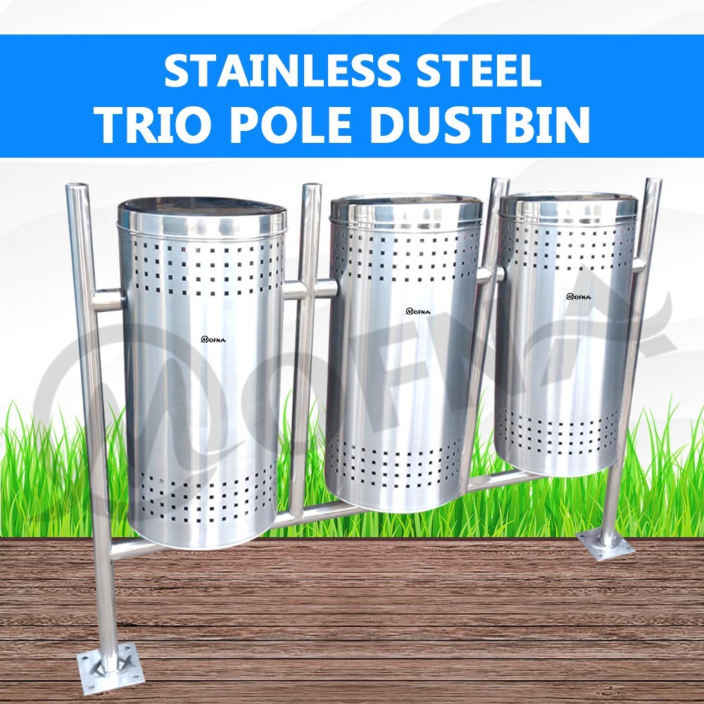 3 In 1 Stainless Steel Swing Dustbin