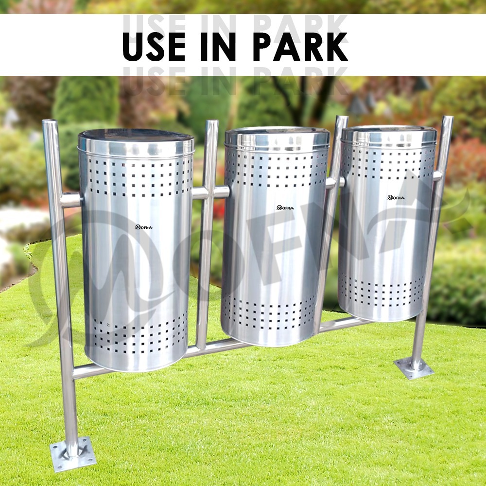 3 In 1 Stainless Steel Swing Dustbin