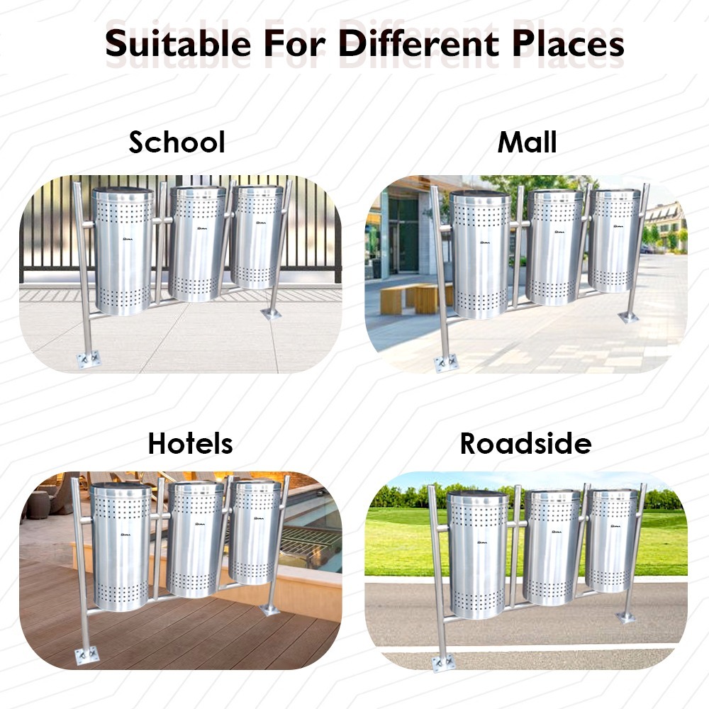 3 In 1 Stainless Steel Swing Dustbin