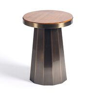 Slip Metal Side Table in Antique Brass Finish with Wooden Top