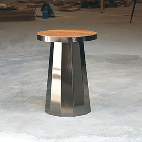 Slip Metal Side Table in Ethereal Black Finish with Wooden Top