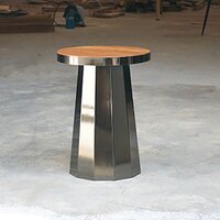 Slip Metal Side Table in Ethereal Black Finish with Wooden Top