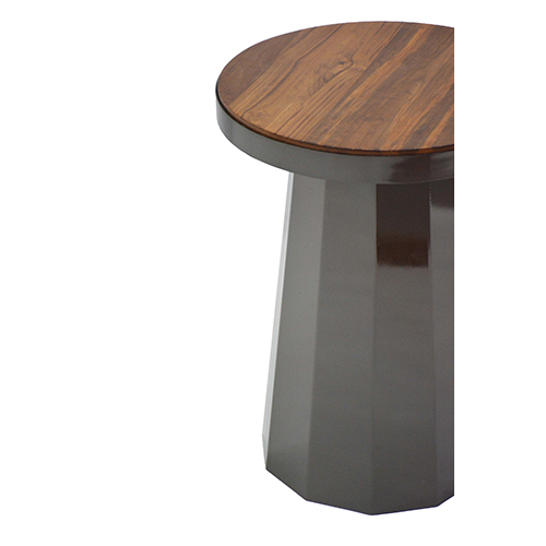 Slip Metal Side Table in Ethereal Black Finish with Wooden Top