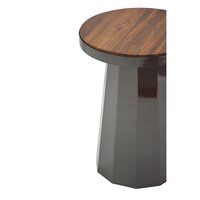 Slip Metal Side Table in Ethereal Black Finish with Wooden Top