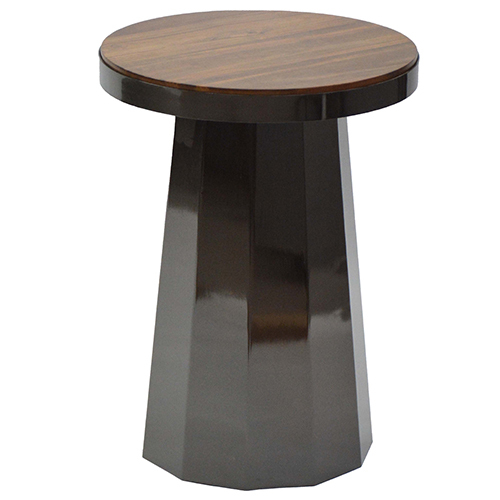 Slip Metal Side Table in Ethereal Black Finish with Wooden Top