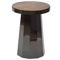 Slip Metal Side Table in Ethereal Black Finish with Wooden Top