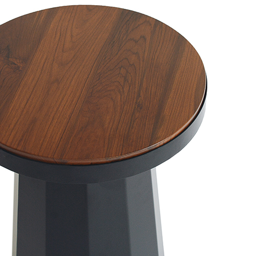 Slip Metal Side Table in Matte Black Finish with Wooden Top