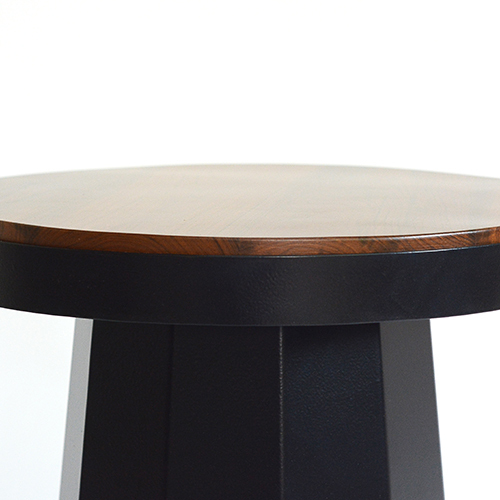 Slip Metal Side Table in Matte Black Finish with Wooden Top