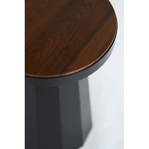 Slip Metal Side Table in Matte Black Finish with Wooden Top