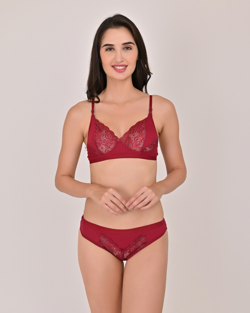 Non Padded Bra Panty Set - Color: Multicolour