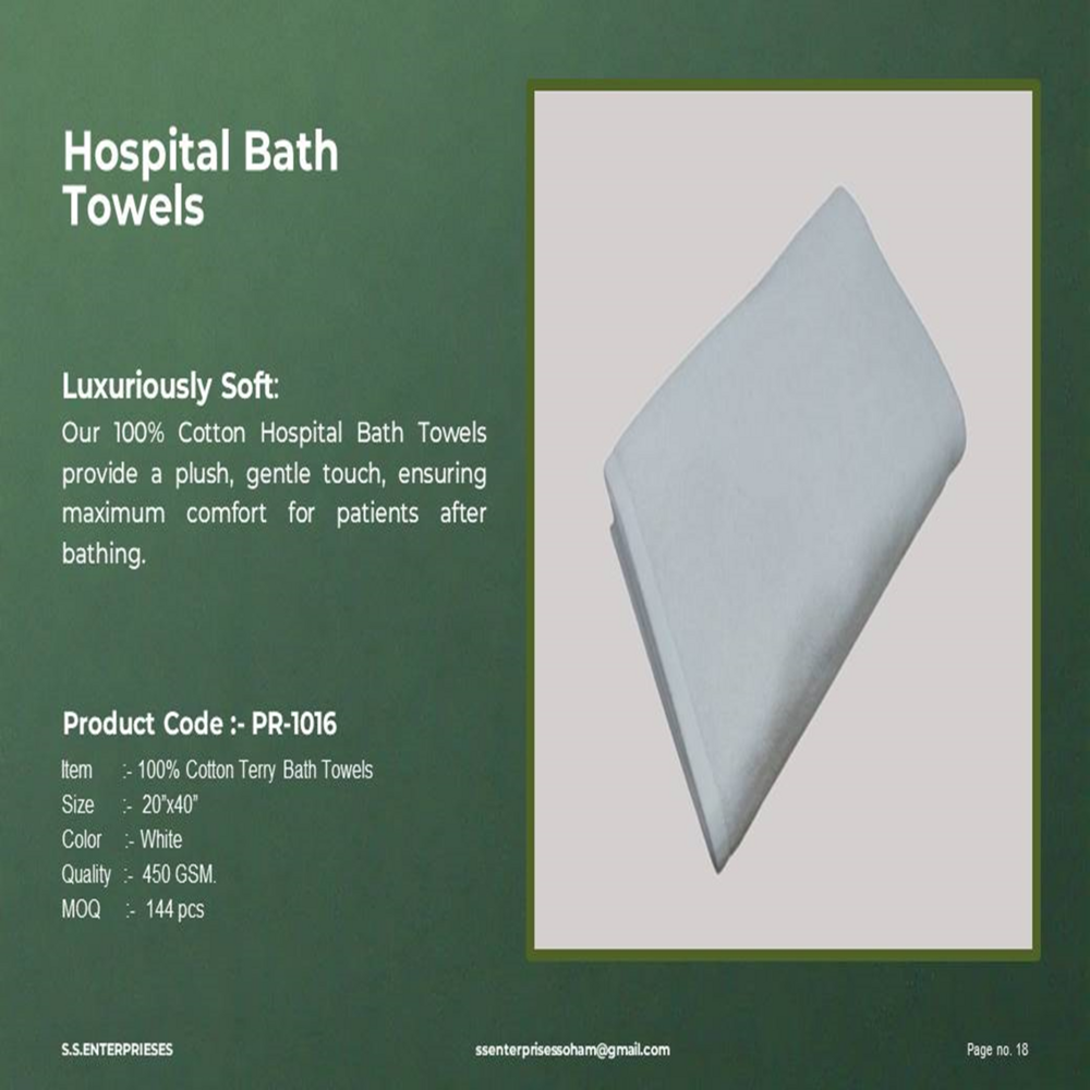 Pr-1016-soham Hospital Towels - 100% Cotton, Multiple Sizes (12"x12" To 36"x72"), White | Luxuriously Soft, Highly Absorbent, Durable For Medical Use