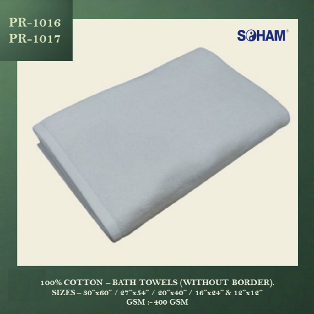 Pr-1016-soham Hospital Towels - 100% Cotton, Multiple Sizes (12"x12" To 36"x72"), White | Luxuriously Soft, Highly Absorbent, Durable For Medical Use