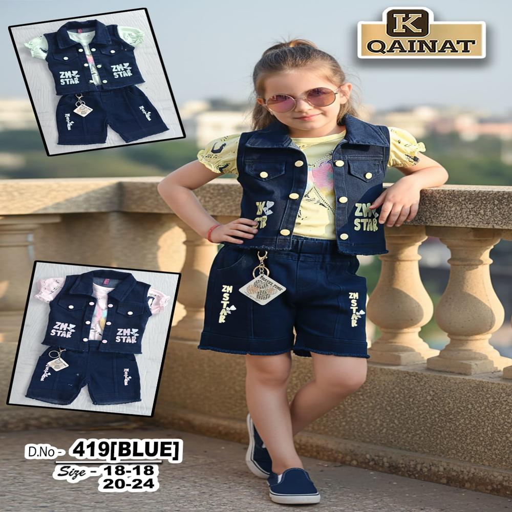 Girls 3 Pieces Set - Soft Cotton, Sizes S/M/L, Various Printed Patterns, Modern Style, Washable Comfort