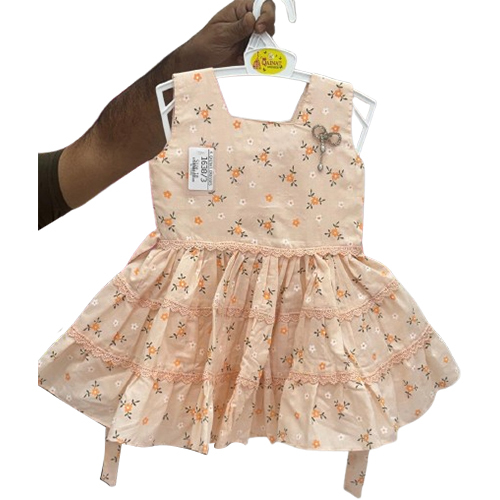 Kids Peach Color Girls  Frock