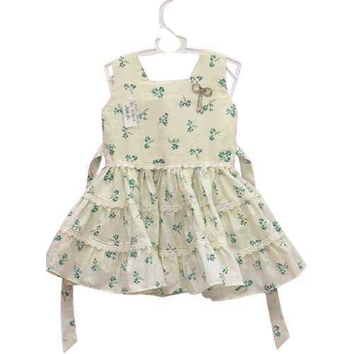 Kids White Color Printed Frock