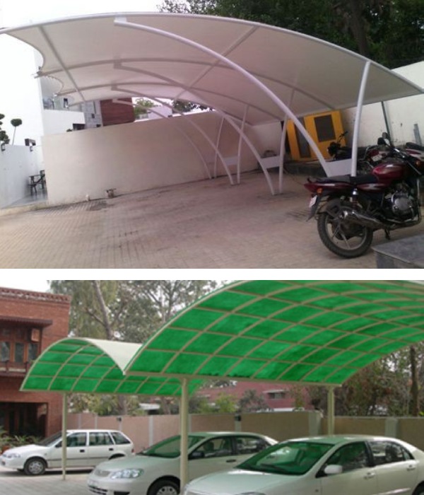 Car Parking Shed - Steel And Metal Sheet Construction | Sleek White Color, Vertical Open Style, Weather Resistant Carport Solution