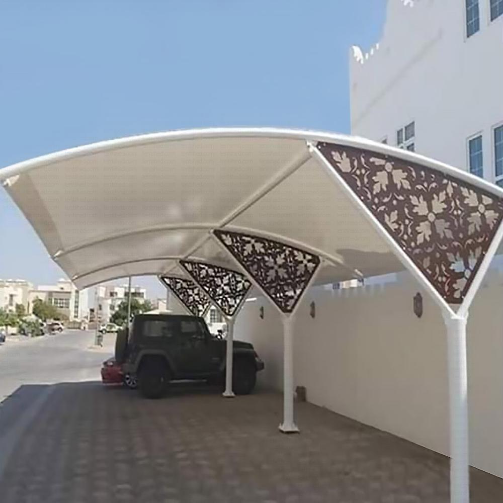 Car Parking Shed - Steel And Metal Sheet Construction | Sleek White Color, Vertical Open Style, Weather Resistant Carport Solution