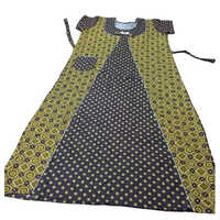 Ladies Black Printed Cotton Night Gown