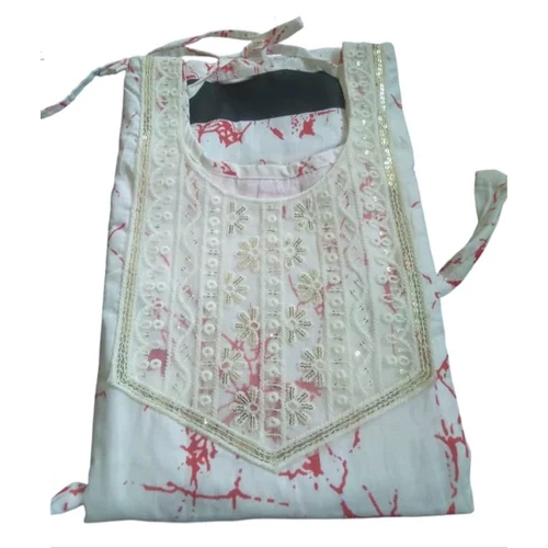 Ladies White Printed Cotton Night Gown