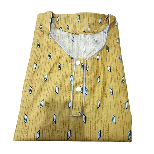 Yellow Printed Cotton Night Gown