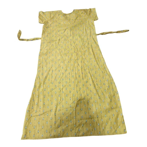 Yellow Printed Cotton Night Gown
