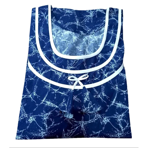 Navy Blue Sleeveless Cotton Night Gown