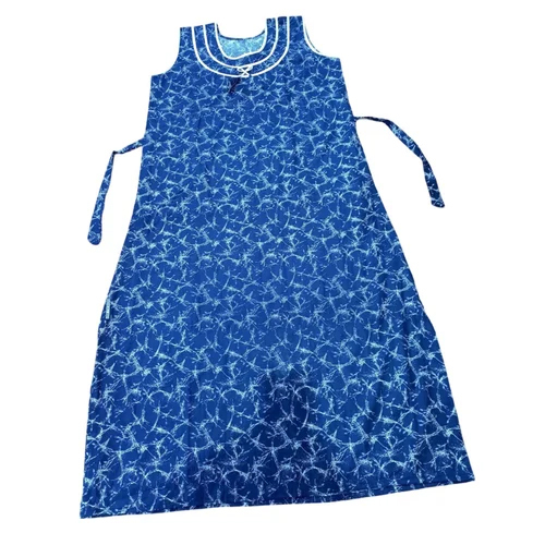 Navy Blue Sleeveless Cotton Night Gown