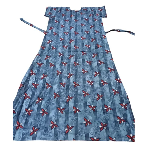 Ladies Blue Printed Cotton Night Gown