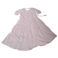 Ladies Peach Embroidered Cotton Night Gown