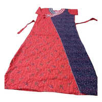 Ladies Navy Blue Printed Cotton Night Gown