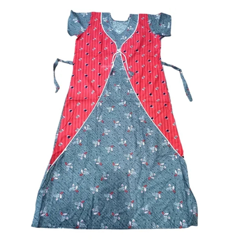 Blue Floral Cotton Night Gown