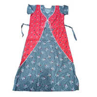Blue Floral Cotton Night Gown