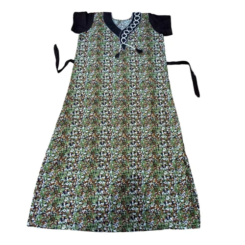 Ladies Printed Cotton Half Sleeves Night Gown