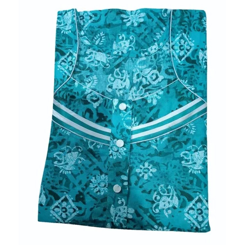 Sky Blue Printed Cotton Night Gown