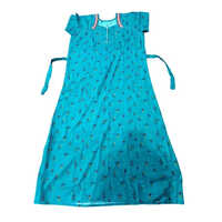 Sky Blue Floral Cotton Night Gown