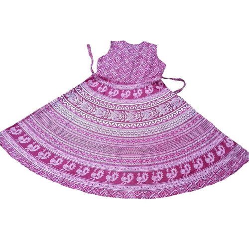 Ladies Pink Printed Cotton Night Gown