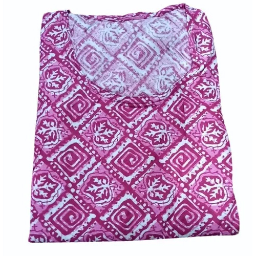 Ladies Pink Printed Cotton Night Gown