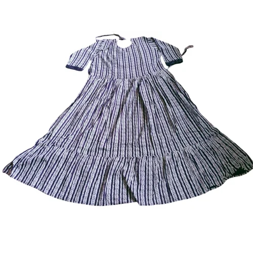 Ladies Grey Printed Cotton Night Gown
