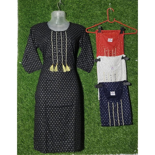 Rayon Embroidered Kurtis - Pattern: Printed