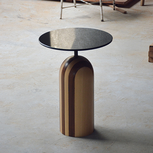 Stripe Solid wood Side Table with Wooden Top