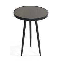 Trio Side Table with Black Metal Legs and Wooden Top