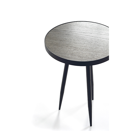 Trio Side Table with Black Metal Legs and Wooden Top