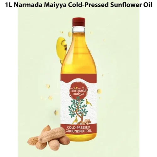 1L Narmada Maiyya Cold Pressed Groundnut Oil - Cultivation Type: Common