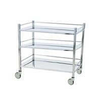 3 Shelves Instrument Trolley - Stainless Steel, 900mm X 600mm X 800mm , Silver Color, Durable Design, Polished Finish, Standard Usage