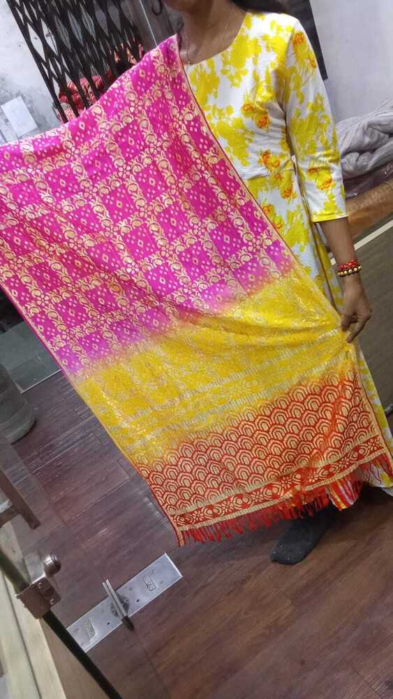 Chiffon Russel Dupatta - Cotton Material, Plain Pattern, Modern Design, Available In Different Colors | Washable For Easy Maintenance And Versatile Styling