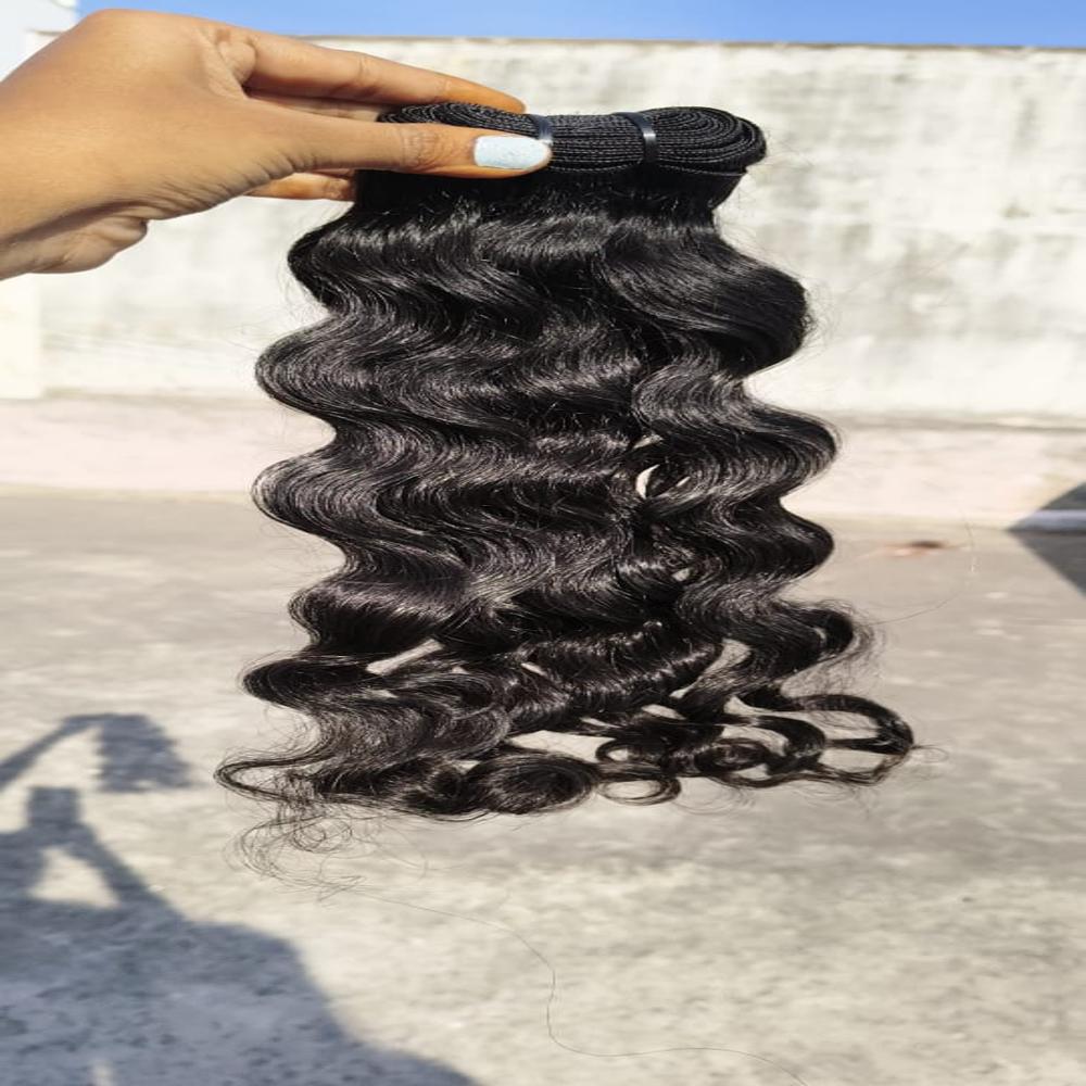 Temple Hair Natural Raw Curly Human Hair Extension Single Donor - Color: Black