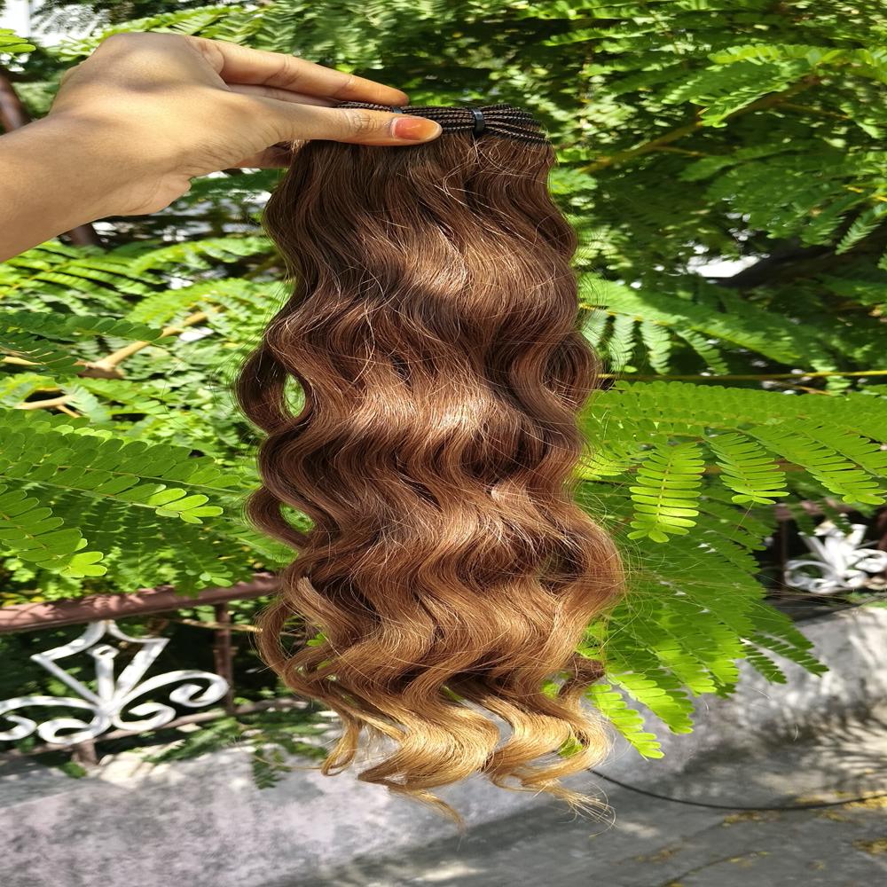 Single donor remy Permanent Colored Wavy Human Hair Extensions