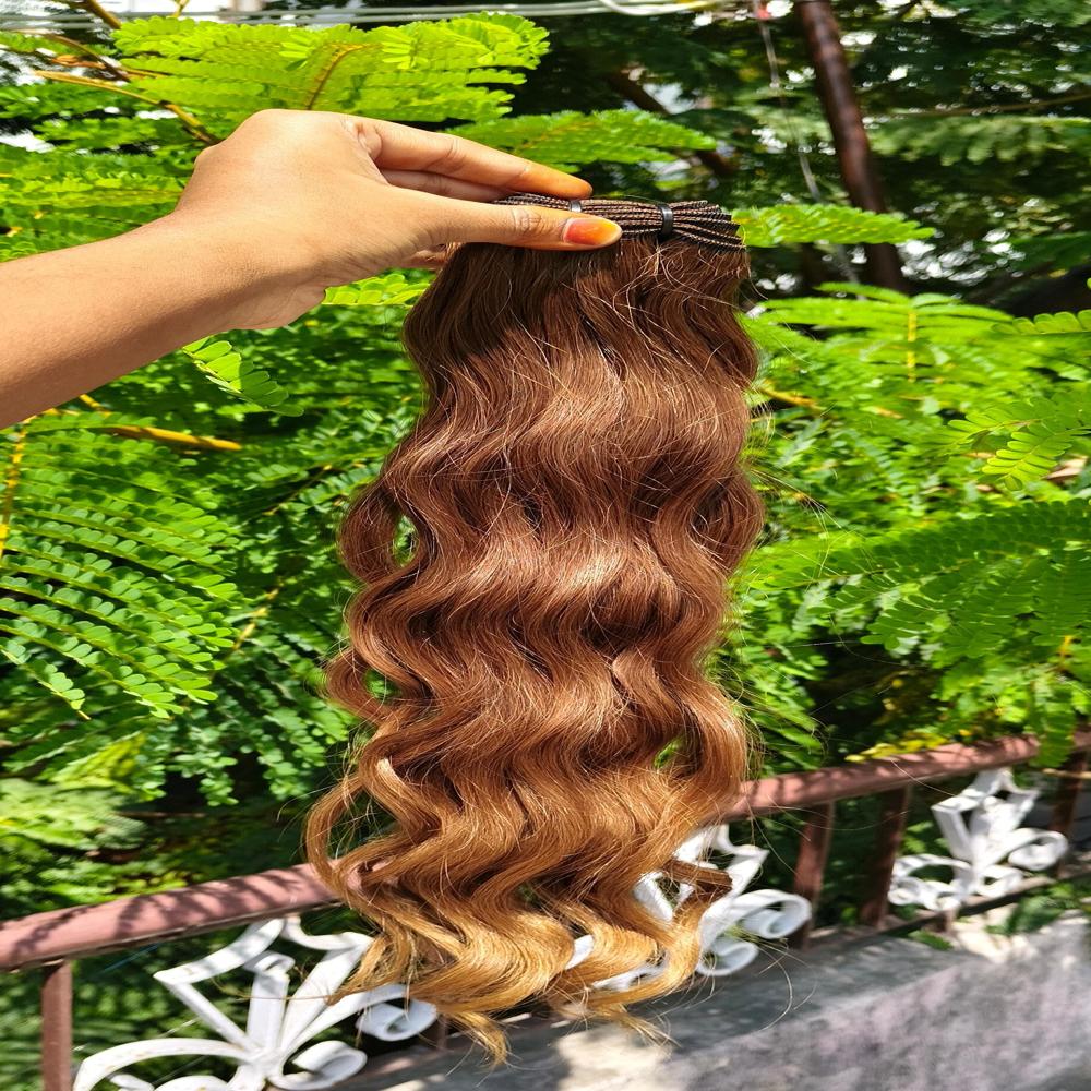 Single donor remy Permanent Colored Wavy Human Hair Extensions