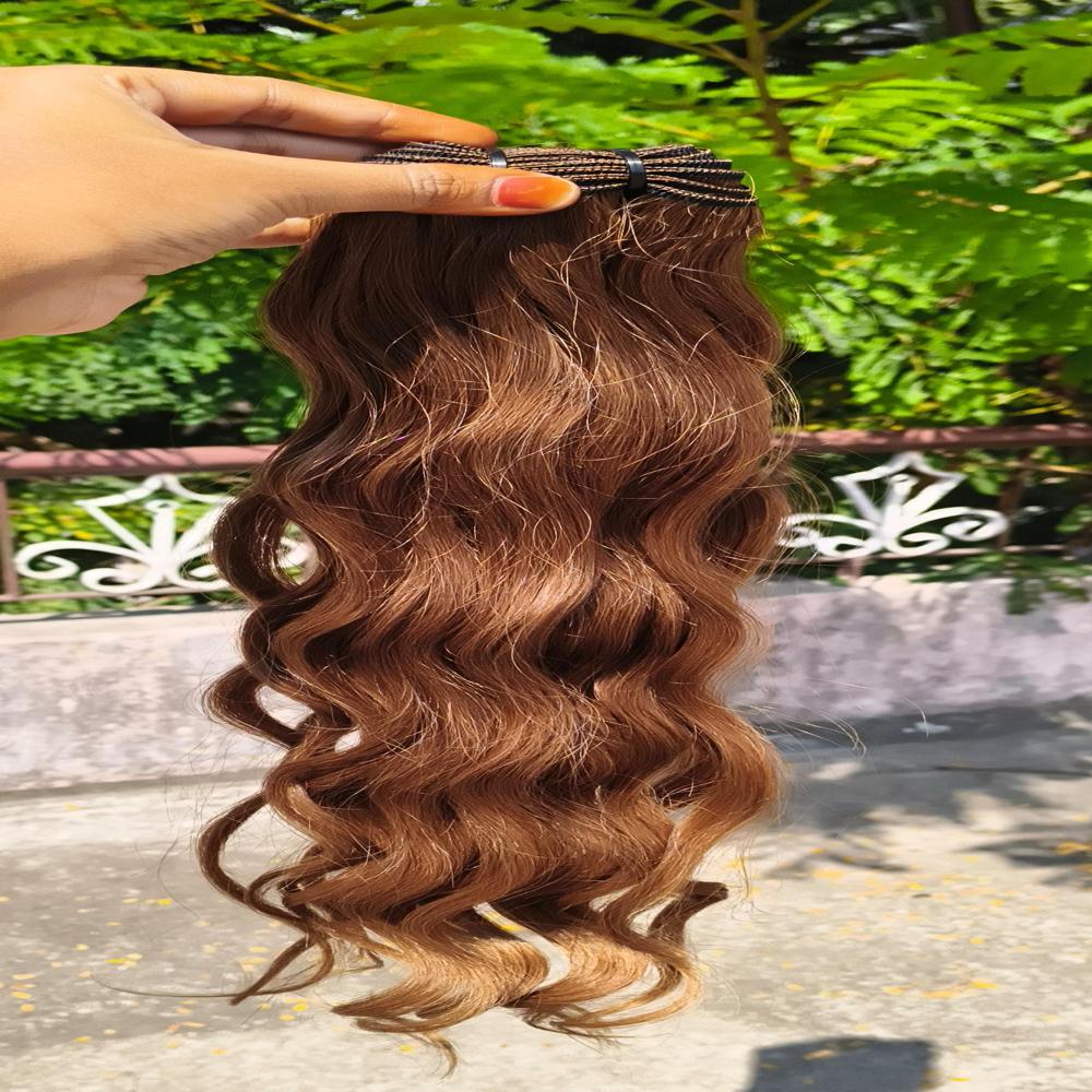 Single donor remy Permanent Colored Wavy Human Hair Extensions