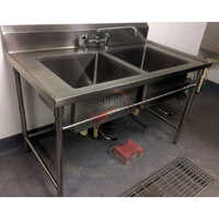 Double Sink Unit - Stainless Steel, Various Sizes, Rectangle Shape | Manual Operation, Easy Installation Guideline, Commercial Use